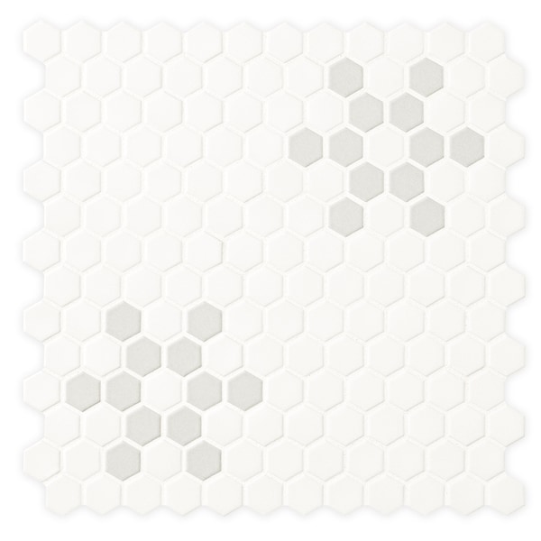 White And Gray Mod Petal Pattern 11.73 X 11.85 Matte Porcelain Floor And Wall Tile, 15PK